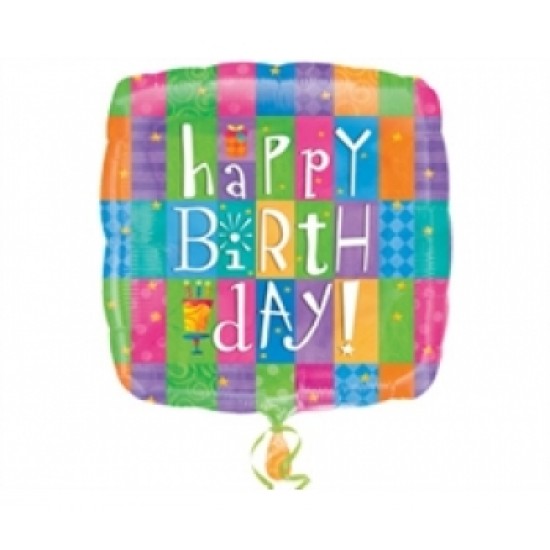 Folyo Balon Anagram Happy Birthday Colourful Patterns 18 İnç