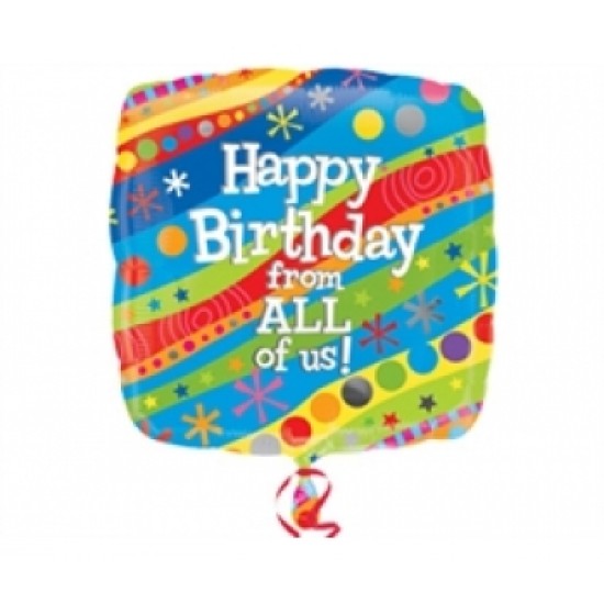 Folyo Balon Anagram Happy Birthday From All Of Us 18 İnç