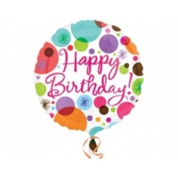 Folyo Balon Anagram Happy Birthday Polka Dots 18 İnç