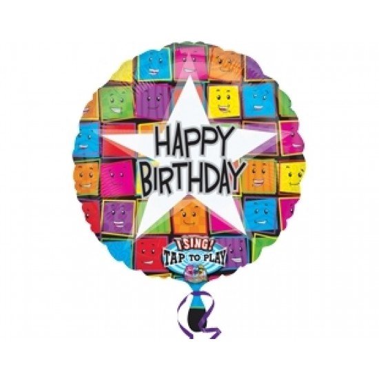 Folyo Balon Anagram Happy Birthday Faces Müzikli 28 İnç Paketli