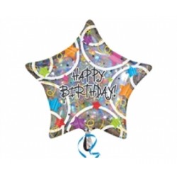 Folyo Balon Anagram Happy Birthday Stars 32 İnç Paketli