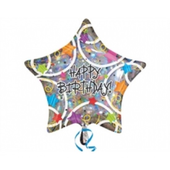 Folyo Balon Anagram Happy Birthday Stars 32 İnç Paketli