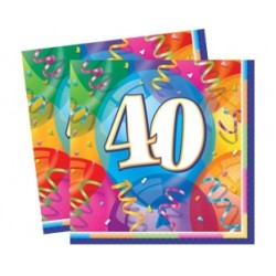 33x33 Cm 40 Yaş Brilliant Birthday 16 Adet Peçete