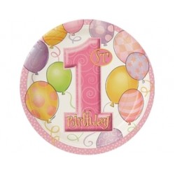 8 Adet 23 Santim First Birthday Balloons Pink Tabak