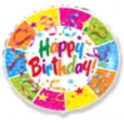 Folyo Balon Flexi Renkli Happy Birthday 18 İnç