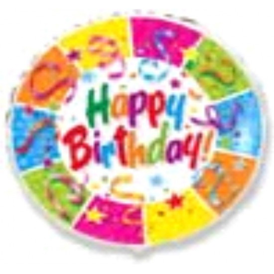 Folyo Balon Flexi Renkli Happy Birthday 18 İnç