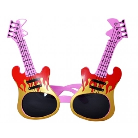 Gitar Resimli Siyah Camlı Parti Gözlük 17