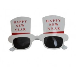 Happy New Year Yazılı Beyaz Çerçeve Parti Gözlüğü