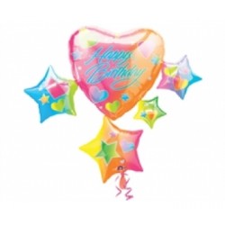 Folyo Balon Anagram Sparkle Hearts Birthday Cluster Supershape Paketli